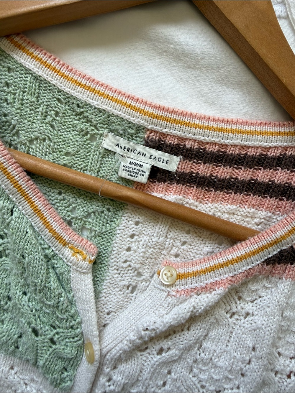 American Eagle Crochet Patchwork Button Up Sweater Vest Size Medium - Picture 16 of 16